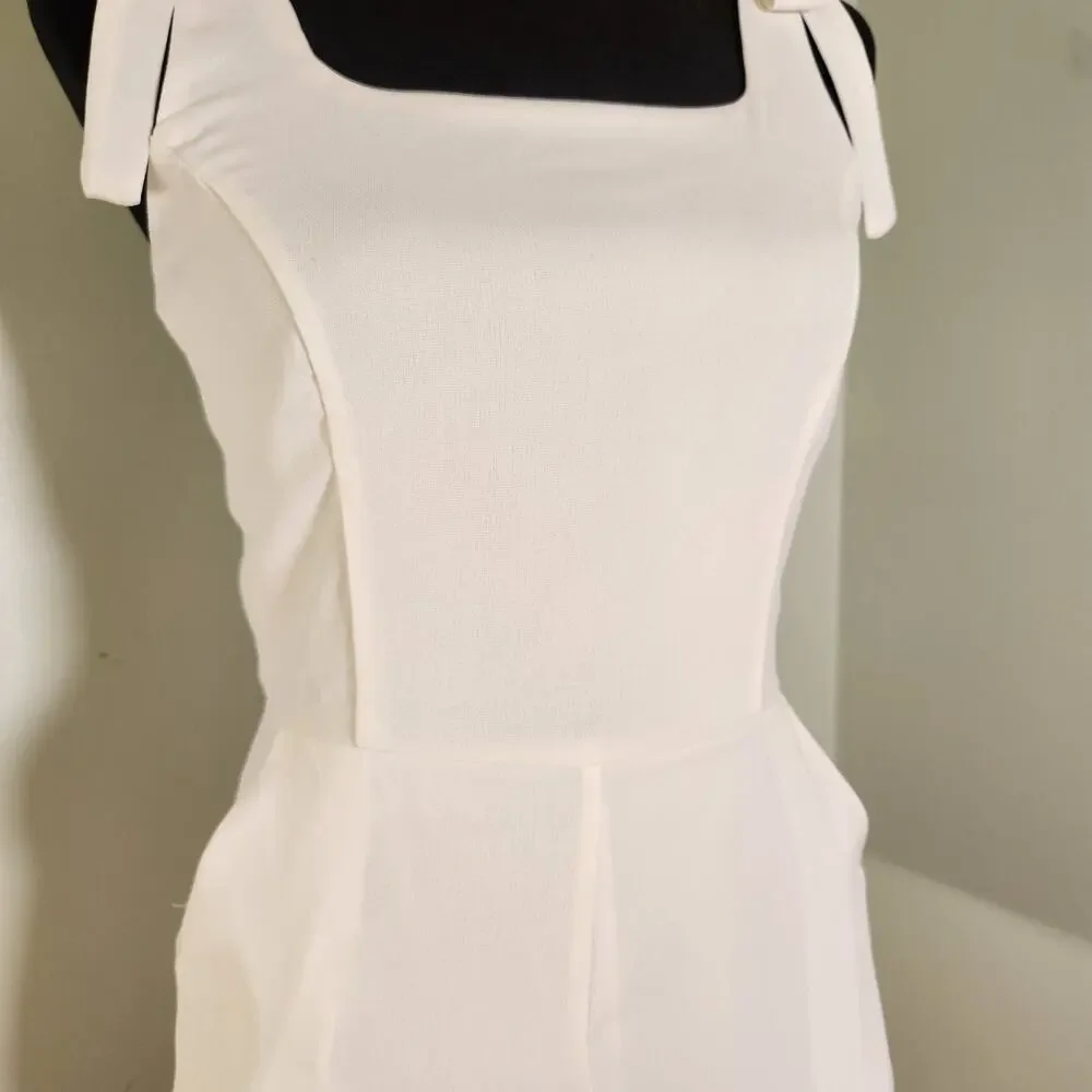 SHE + SKY White Sleeveless Romper with Bows, Size Small